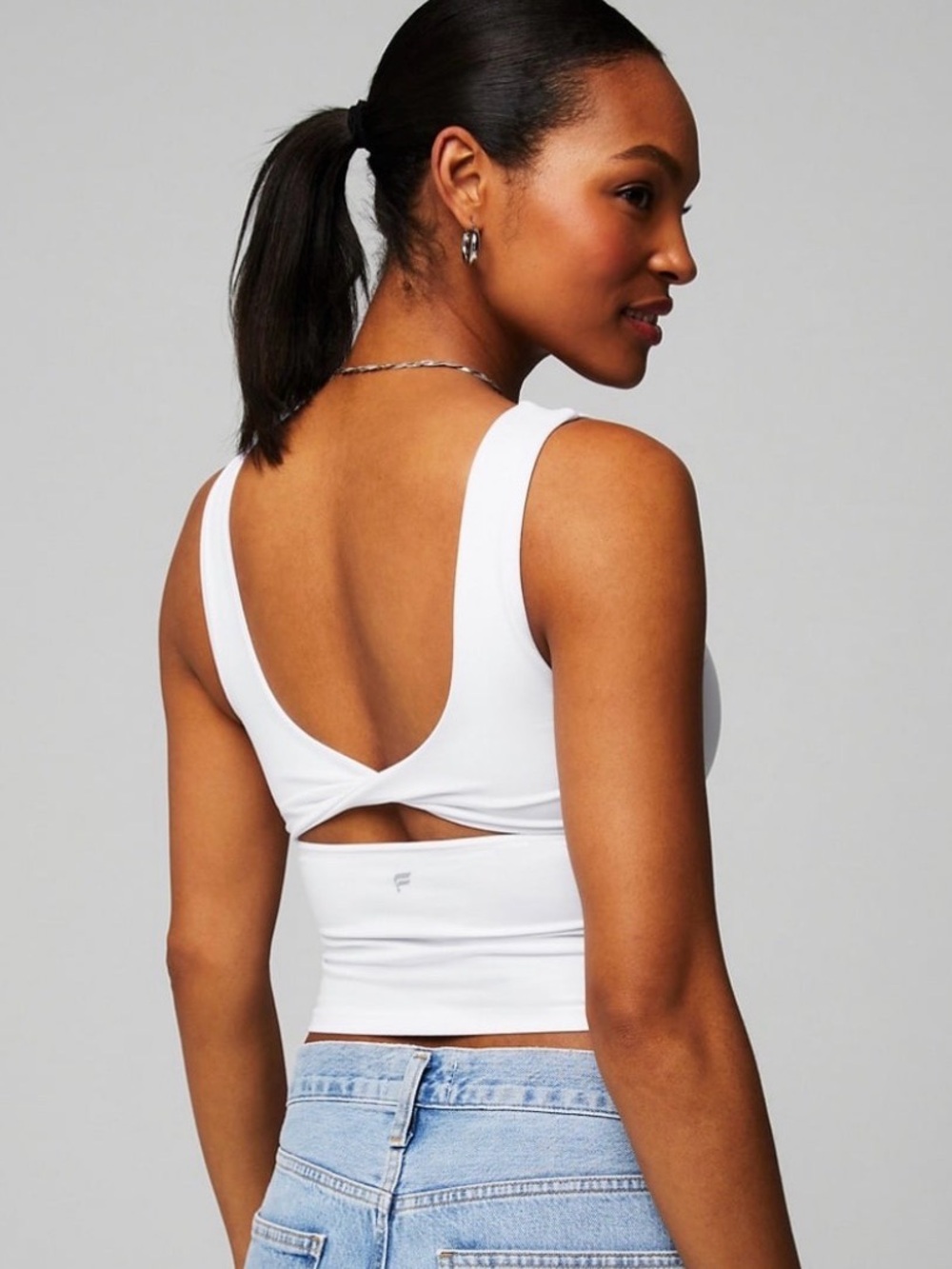 Fabletics Oasis Twist Built-In Bra Tank - off white size M